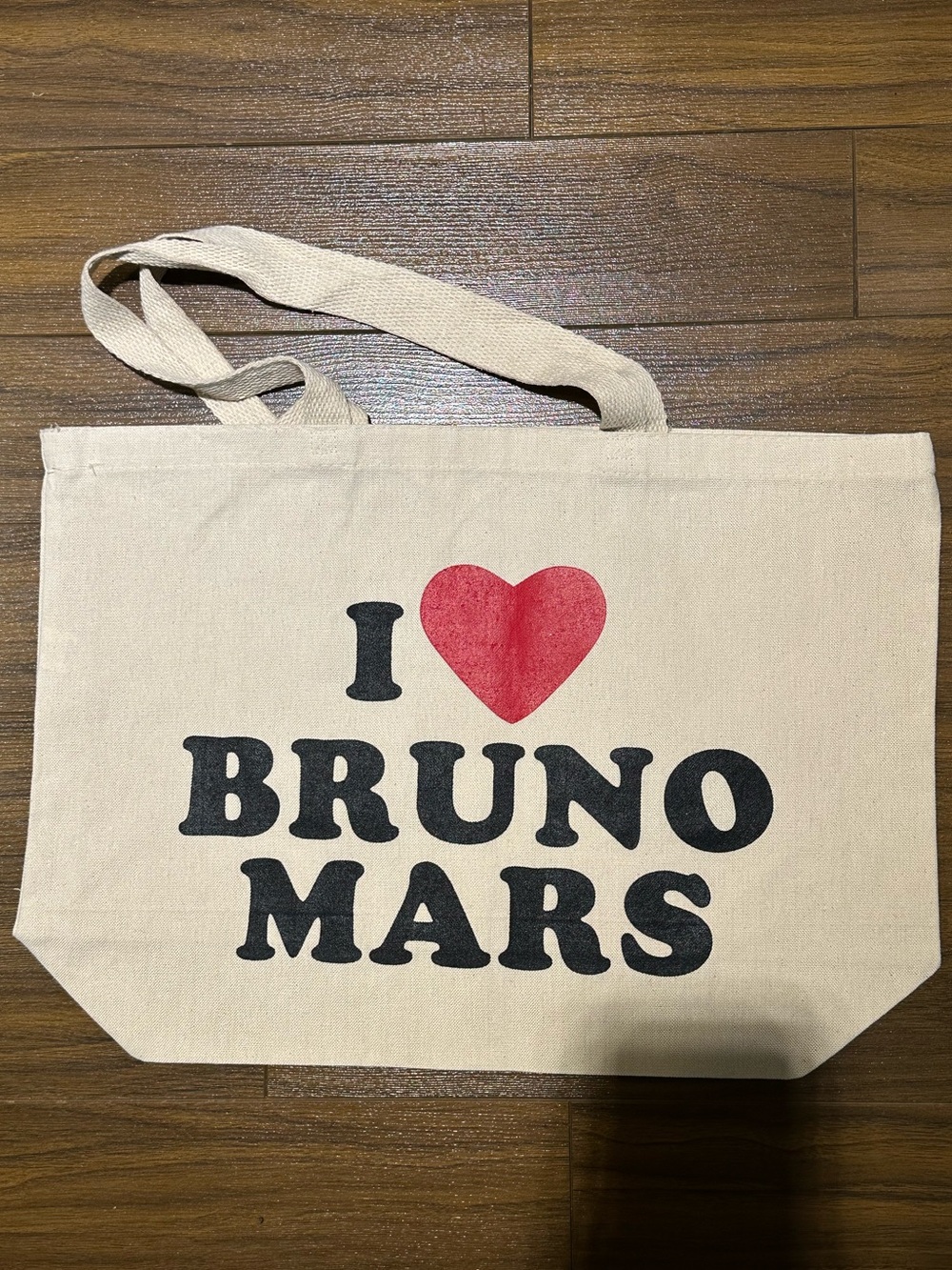 I heart Bruno Mars Romsntic Tour 2026 Canvas Tote Bag Red Heart and Black Lette
